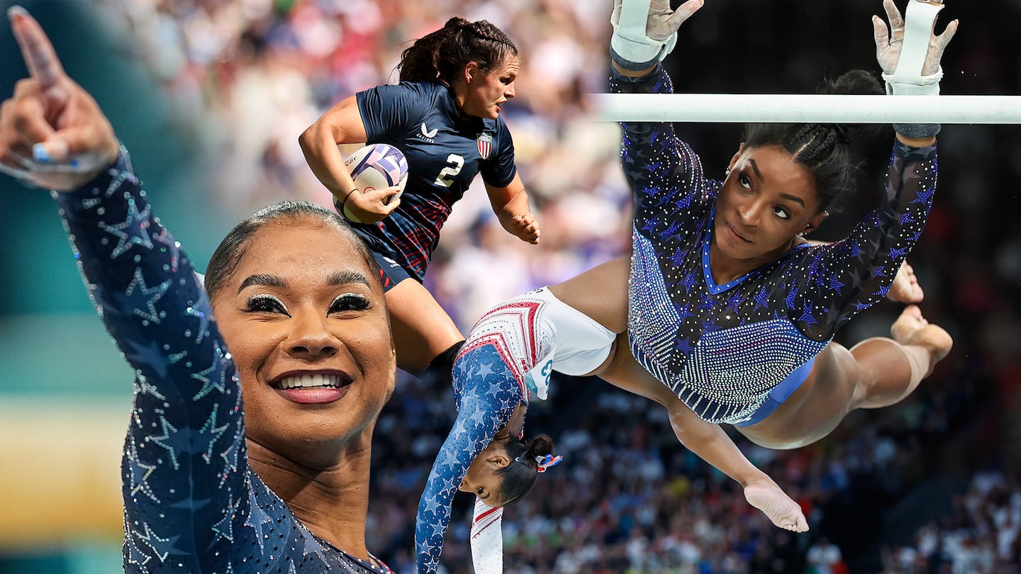 A collage of female athletes at the Olympics