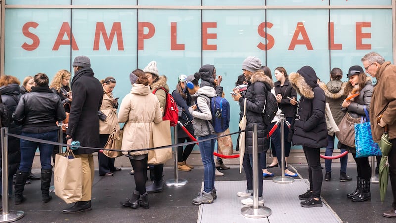 People standing in line at a sample sale