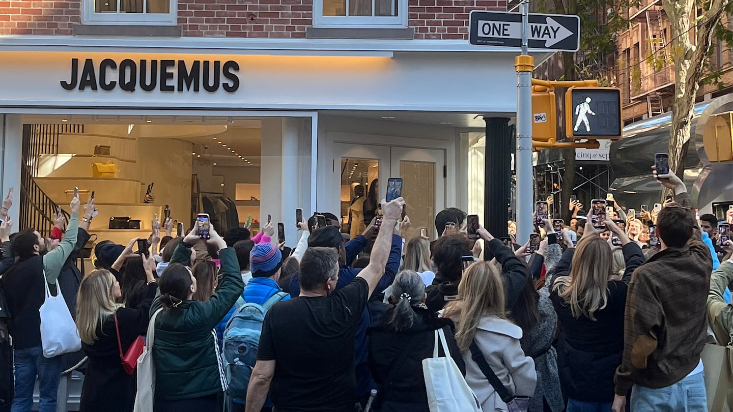 The crowd outside the Jacquemus store opening.